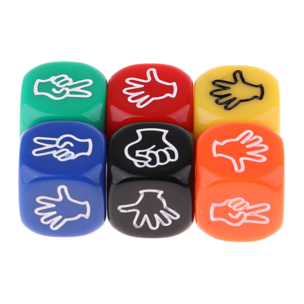 6Pcs Rock Paper Scissors Dice + Digital Dices Finger-Guessing Game Dice Set Board Game Dices Polyhedral Dices 