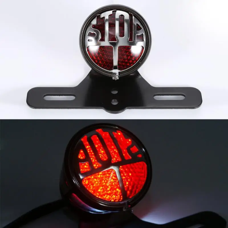 12V LED Motorcycle Bike Rear Tail Brake Light Lamp License Plate Accessories Decorative Lamp Bracket For Harley Chopper Bobber