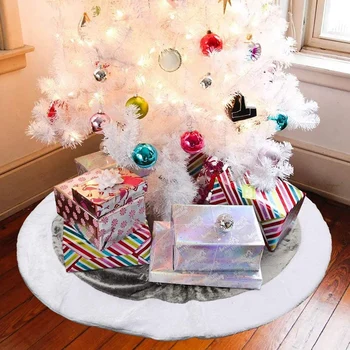 

Soft Christmas Tree Skirt Faux Fur Tree Skirt for Xmas Holiday Home Holiday Party Decorations Grey Diameter 48Inch