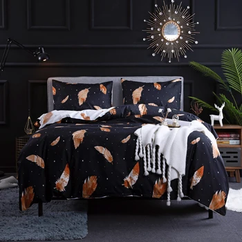 

Flower Feather Comforter Cover Set Women Decorative Duvet Cover Set with Pillow Case Bedding Set with Zipper,2pcs/3pcs
