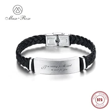 Muse Rose мужской индивидуальный подарок из искусственной кожи браслет для мужчин серебро 925 бар роскошные ювелирные изделия настраиваемый браслет с гравировкой