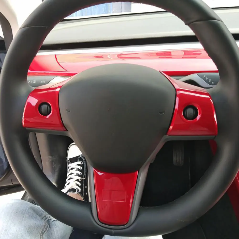 Для Tesla модель 3 Автомобильный руль декоративная рамка патч 3m наклейка 4 цвета