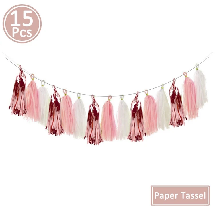 Foil Tissue Paper Tassel Garland Merry Christmas Decorations For Home Table Happy New Year Party Supplies