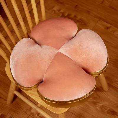 Luxury Velvet Four Leaf Clover Pillow Stuffed Pink Black Lucky Leaf Chair Seat Pillow Elegant Flower Floor Mat Sofa Home Decor
