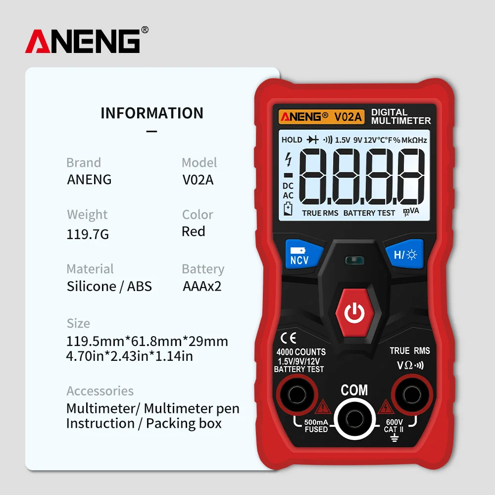 ANENG V02A  Measurement Digital Multimeter counts digital multimeter profesional capacitor tester esr meter richmeters testers