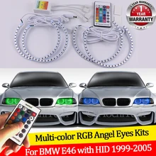 Für BMW E46 325i 325xi 330i 330xi mit HID scheinwerfer 1999 2005 16 farben RGB Angel Eyes LED Halo ringe RF Drahtlose Steuerung DRL