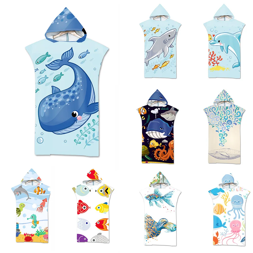 

High Quality Customizable Microfiber Beach Towel Hooded 3D Printed Surf Soft Swimsuit For Women/Men Poncho Quick Dry Bathrobe