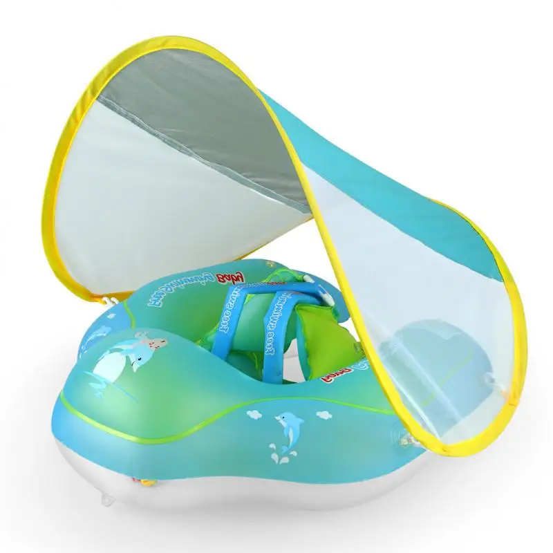 1 boya de piscina para bebé con removible UPF 50 + toldo para el sol UV, boya inflable para niños, piscina, anillo de natación
