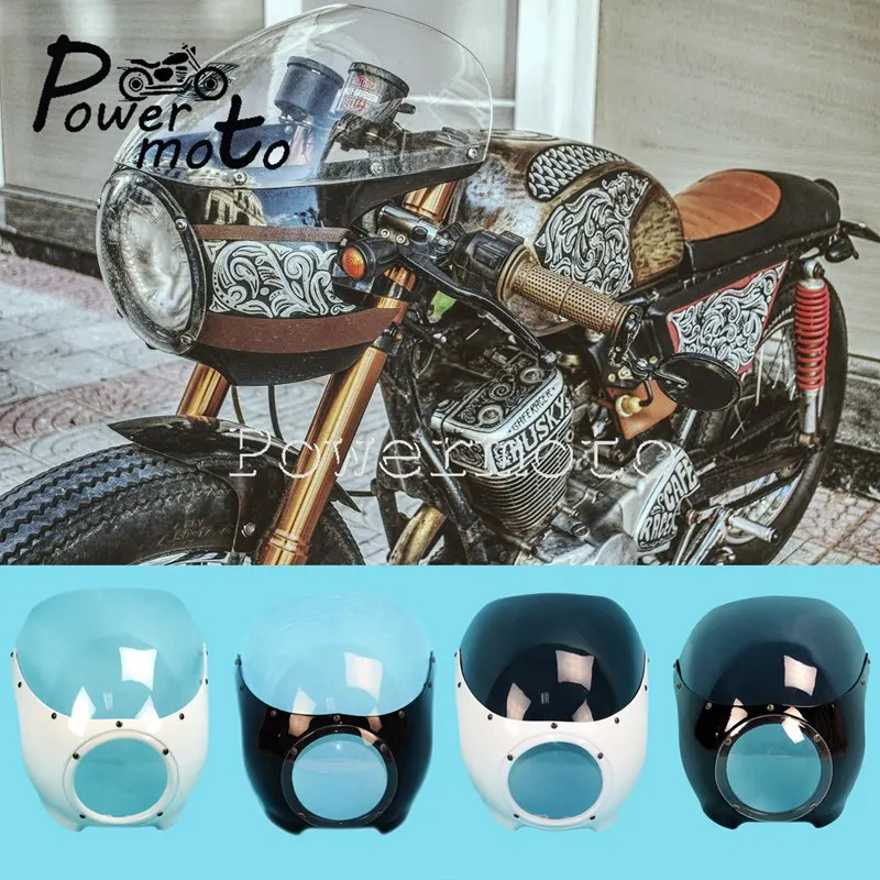 Универсальные классические Drag Cafe Racer 5,7" фара обтекатель 5-3/4" Передняя маска обтекатель ветрового стекла для Triumph Scrambler Sportster