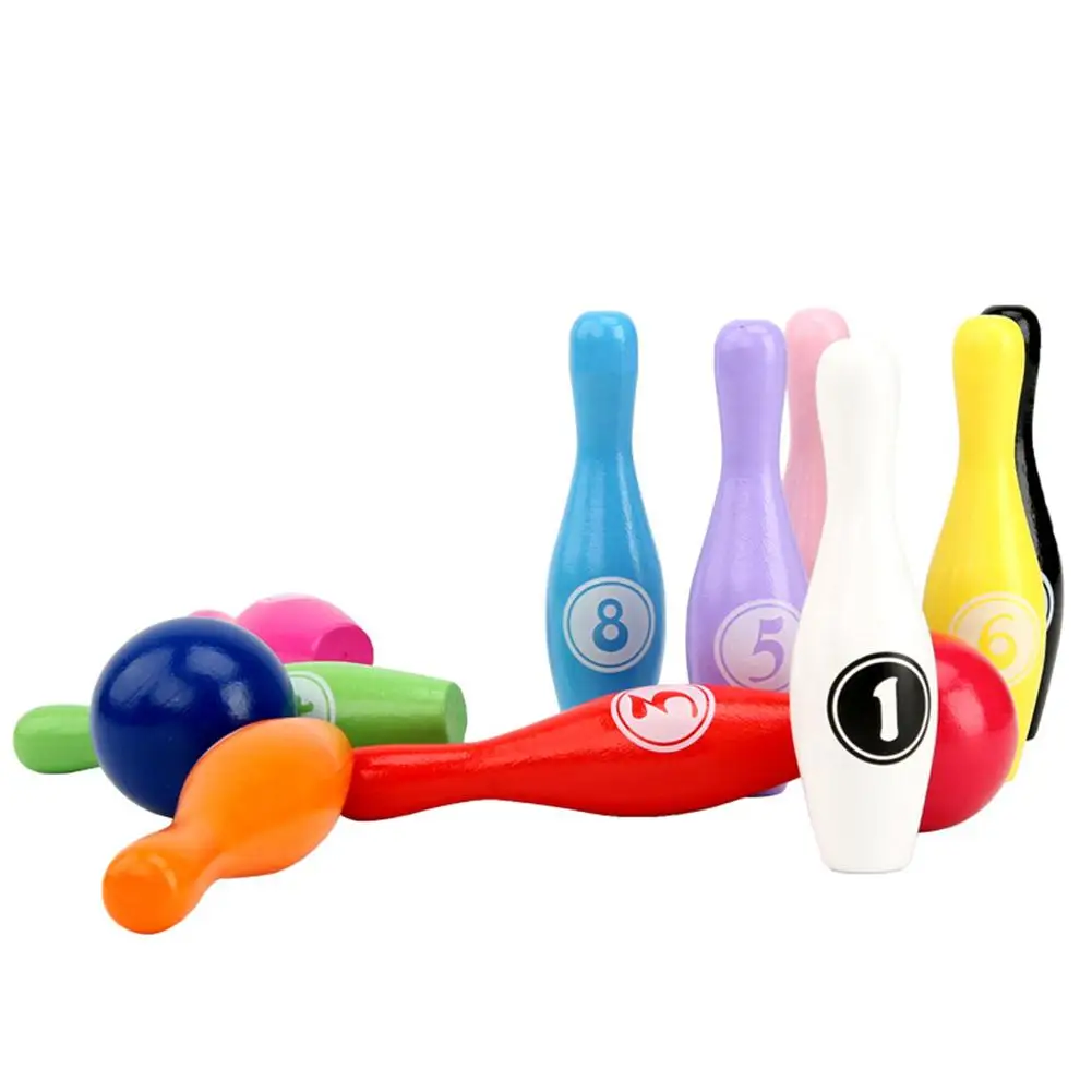 12 шт./компл. деревянный цветной набор для боулинга 10 контактов 2 ...