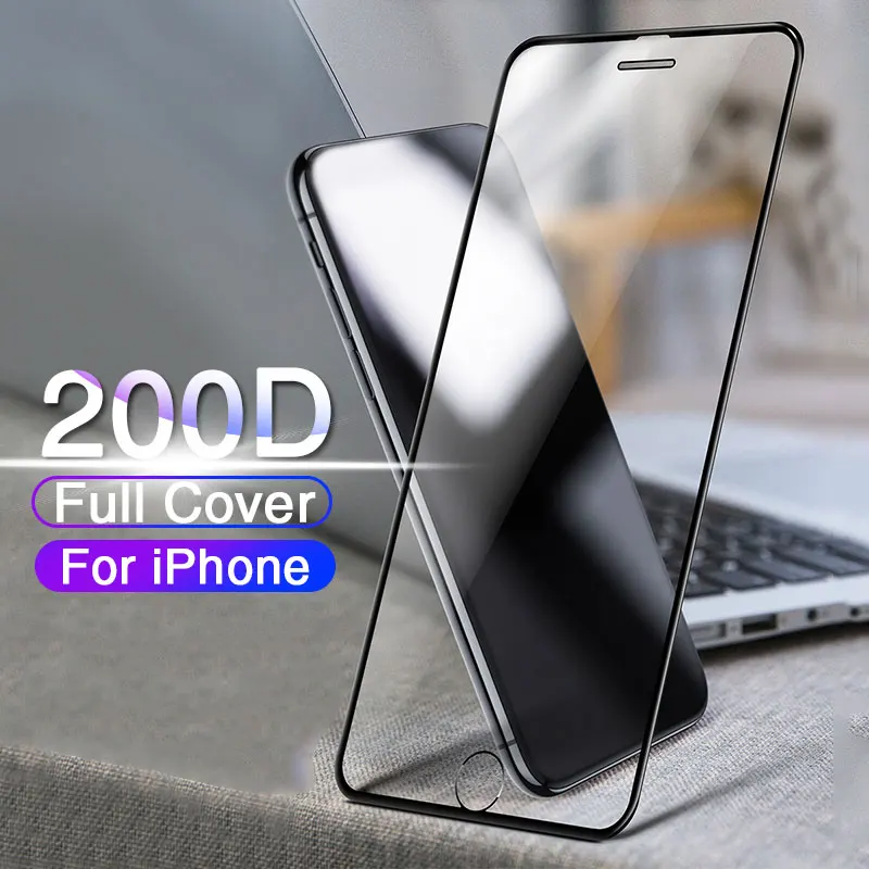 200D защитное закаленное стекло для iPhone 6, 6s, 7, 8 Plus, X, Защитное стекло для экрана с мягким краем, изогнутое на iPhone 11 PRO, XR, XS MAX