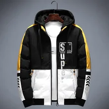 Мужское пальто, зимняя одежда в Корейском стиле, красивая осенне-зимняя мужская одежда с капюшоном, стиль, тренд, пуховик с хлопковой подкладкой