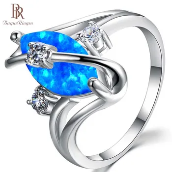 

Bague Ringen Oval Blue 925 Sterling Silver Ring Opal Ring With 10mm Gemstone Engagement Rings For Women Fine Jewelry Size 5-12