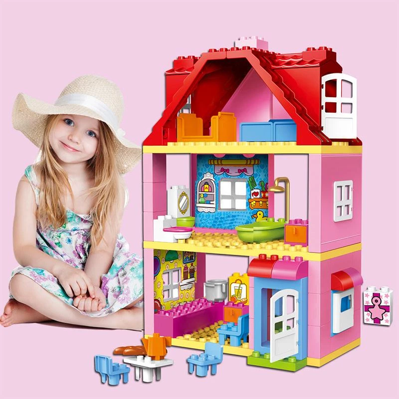 QWZ kız prenses büyük boy blokları setleri aile ev tuğla tuğla oyuncak  inşaat blokları çocuk hediyeler için|Blocks| - AliExpress