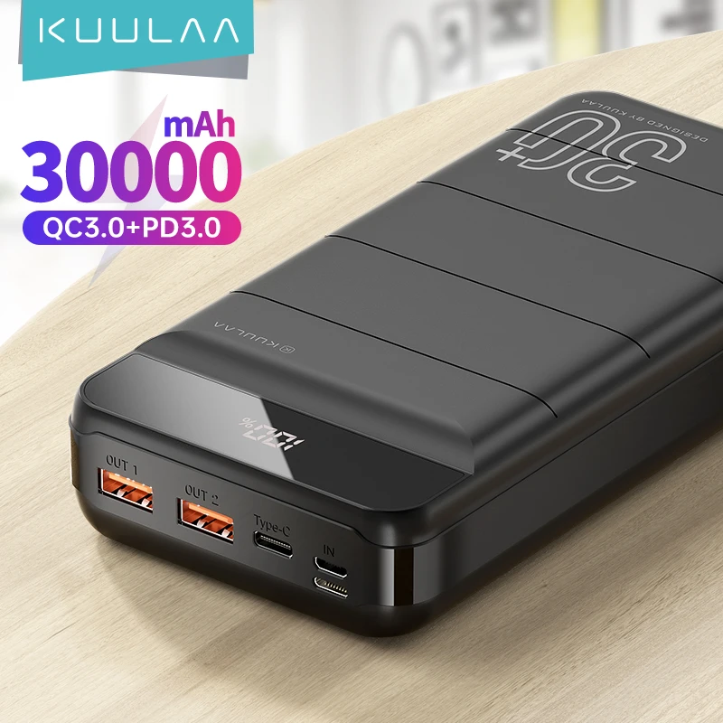 Venta caliente KUULAA-Banco de energía de 30000 mAh, QC PD 3,0, PowerBank DE CARGA RÁPIDA, cargador de batería externo USB de 30000 mAh para Xiaomi Mi 10 9 aKwjMqL1Aro