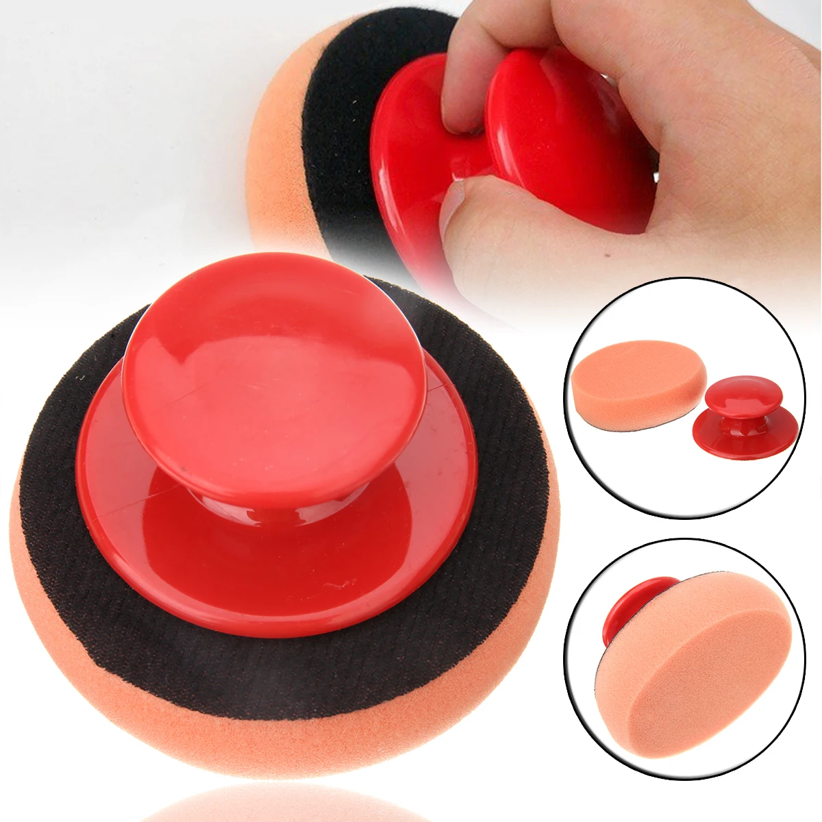 10CM Thicken Car Wax Polishing Sponge Handle Plastic Handle Polish Pad Auto Care Cleaning Foam Gripper Washing Tool