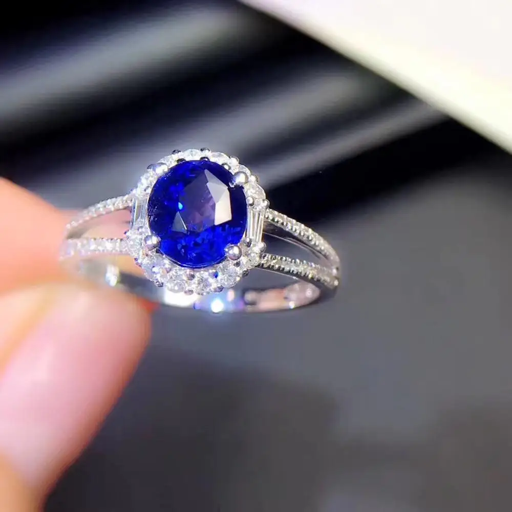 Сапфировое кольцо ювелирные изделия из сапфира кольцо натуральный Королевский синий сапфир 1.5ct драгоценные камни бриллианты ювелирные изделия для женщин Кольца Бриллианты