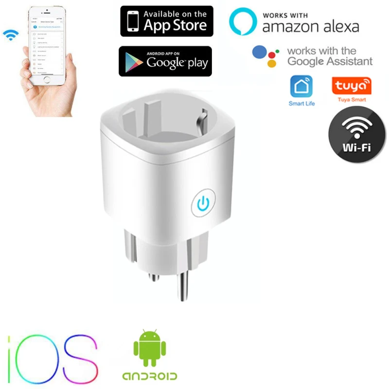 

Mini Standard 16A EU Smart Wifi Plug With Power Monitor Smart Socket Outlet Works With Google Home Alexa Voice Control Wholesale