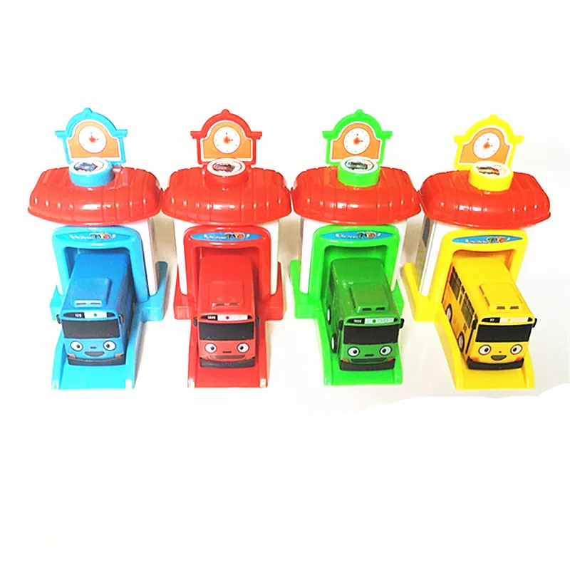 New 4pcs/set ko Toy the Little Bus Mini Plastic Pull Back Blue Tayo Red Gani Yellow Lani Green Rogi Bus Car Model for Baby Gift