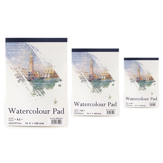 Watercolor Paper Pad, A4/A5 Artist Sketch Book 15 Sheets Watercolor Paper Notepad for Painting Drawing Watercolor Painting Art Notebook Pad for Wet