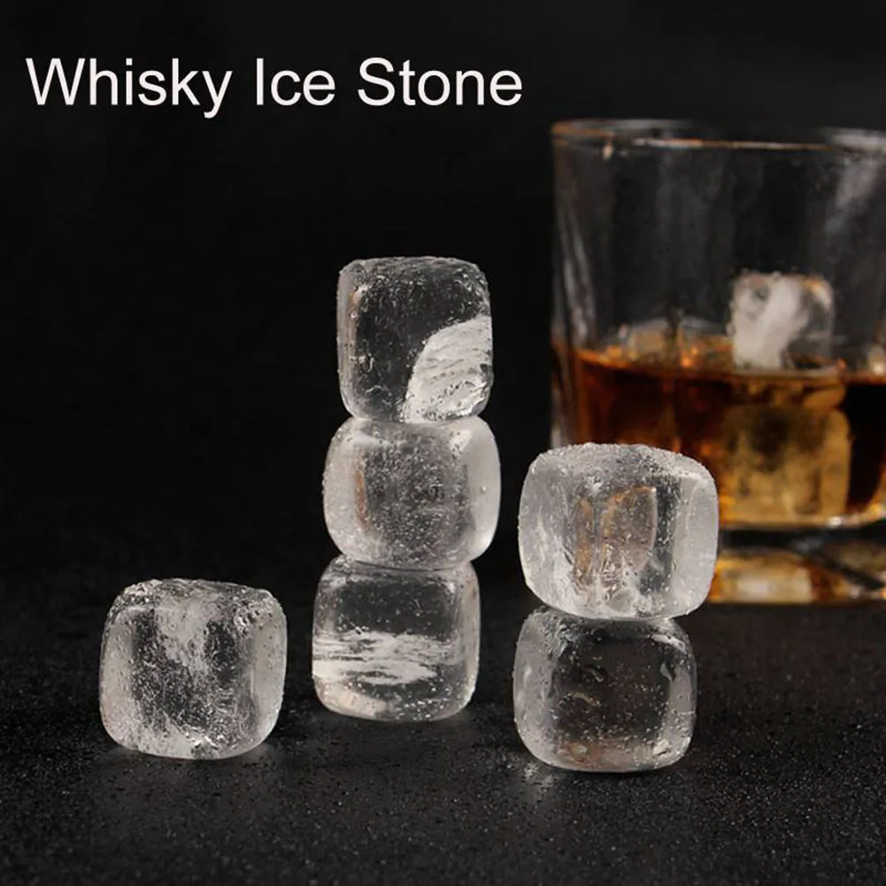 1PC Whisky Stones Ice Drinks Beer Wine Beverage Cooler Cubes SSquare Transparent Crystal Stone Bar Set Chiller |