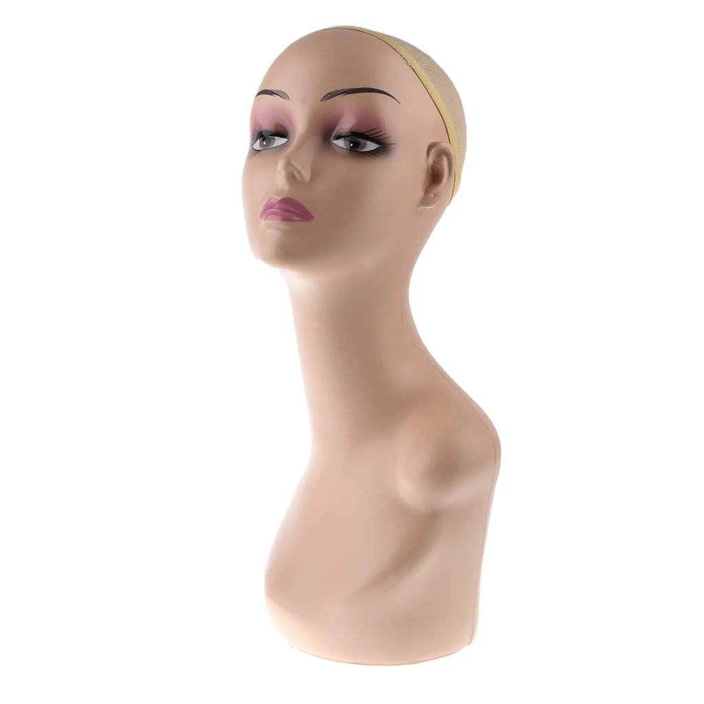 Female Mannequin Manikin Head Model Wig Glasses Hat Display Stand with Shoulder Bust Net Cap