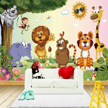

Custom 3D Wall Mural Cute Animal Cartoon Photo Wallpaper Children's Bedroom Background Wall Decor Papel De Parede Wall Painting