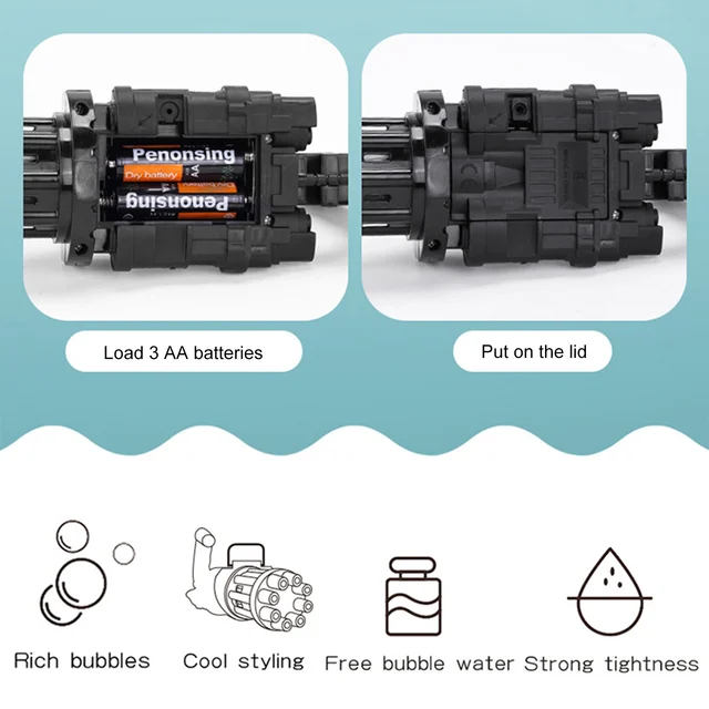 Kids Automatic Gatling Bubble Gun Toys Summer Soap Water Bubble Machine 2-in-1 Electric Bubble Machine For Children Gift Toys 5