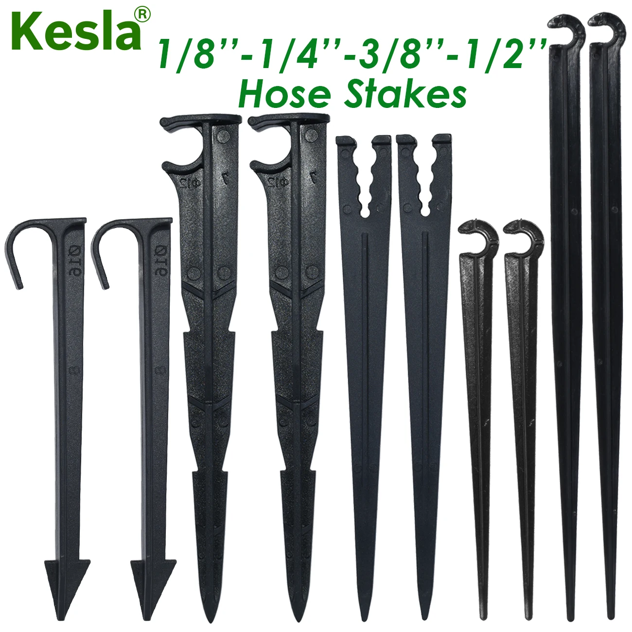 KESLA 1/8''&1/4''&3/8''&1/2'' 16MM Fixed Stakes for 4/7mm 8/11mm PE PVC Hose Tubing Micro Water Drip Irrigation Hold Anchor Hook drip irrigation spike drip irrigation stakes