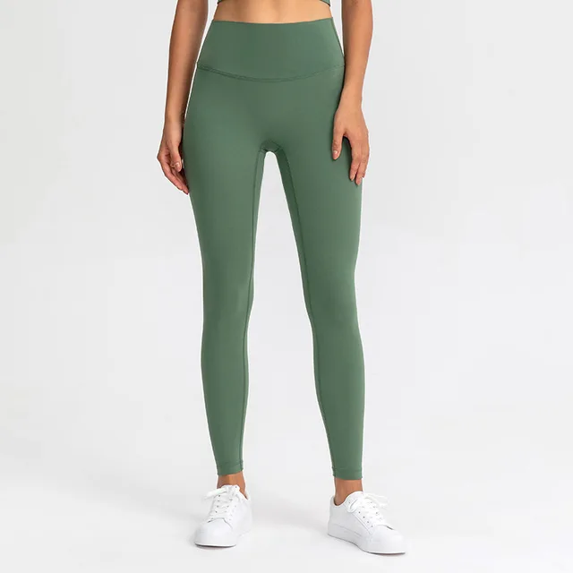 Lulu Quality Leggings Sport Women Fintess Tight High Waist Yoga Pant Butter Soft Gym Clothe 100%squat Proof Compression Athletic Algae green