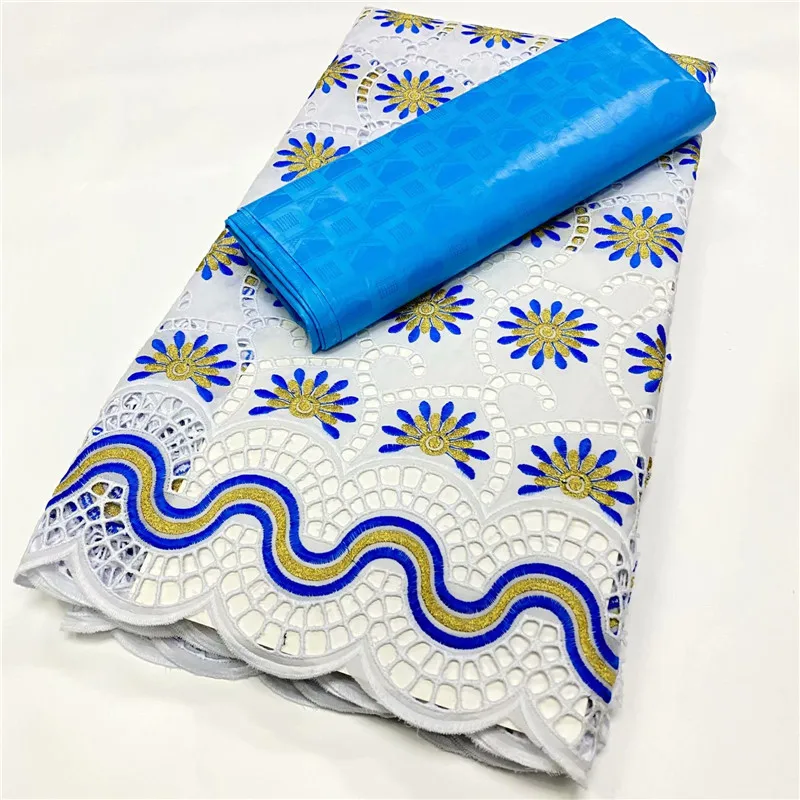 

Factory Price!!!! 2.5 +2.5 Yards Bazin Riche cotton 2020 New African 100% Cotton Fabric Lace With Embroidery Dry Lace Material