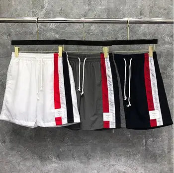 

2020 Fashion TB THOM Brand Casual Men Summer Beach Sports Trousers Vertical Striped Panelled Jogger Track Shorts