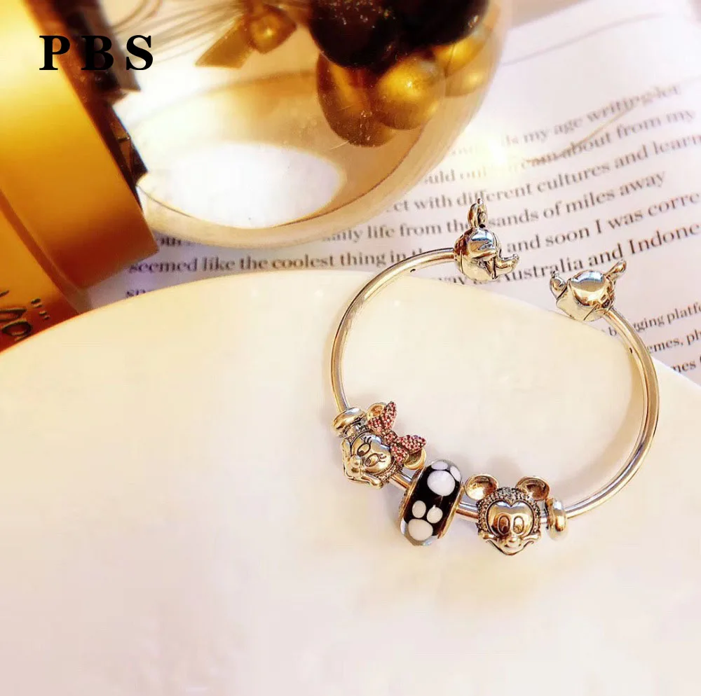 

Fanier Store High Quality 1:1 100% 925 Silver Mouse Head String Open Bracelet Free Packaging