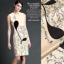 Печатный Шелковый тянущийся Атлас 118 см Ширина 19momme шелковая ткань с подгонкой рисунка музыкальная нотка для шитья сексуальные платья/брюки