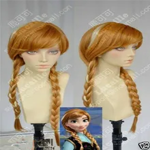 Замороженный Анна имбирь коричневый w/подчеркивает Плетеный маскарадный парик для вечеринки