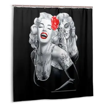 

Marilyn Monroe and skull Shower Curtain with Hooks bathroom Waterproof Polyester Fabric