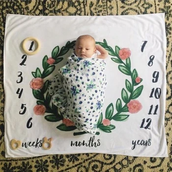 

Hot Newborn Baby Monthly Growth Milestone Blanket Letter Background Photography Prop
