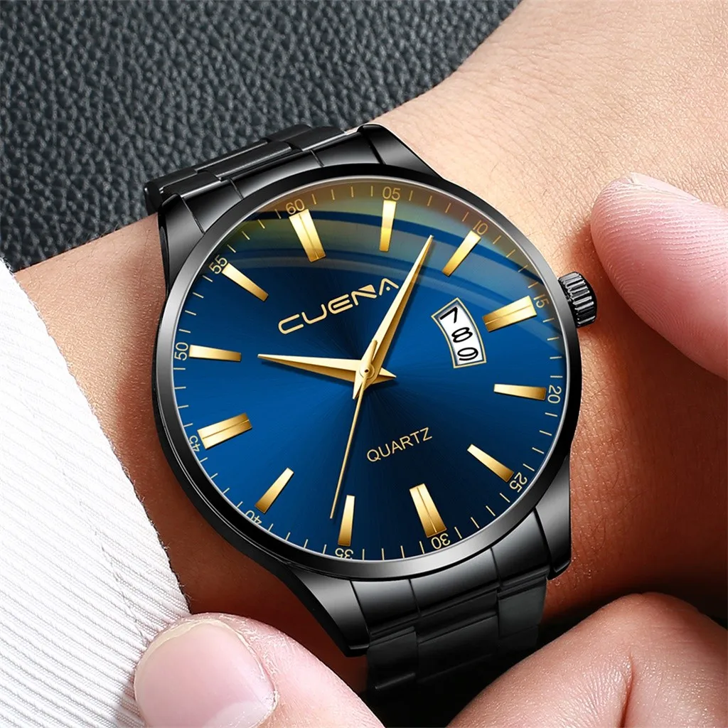 

2020 CUENA Men's Business Steel Belt Analog Sport Six-Piece Calendar Quartz Watch Luxury Business Watch Relogio Masculino