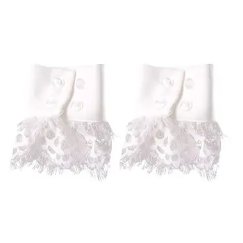 

Korean Women Handmade Fake Sleeves Crochet Hollow Out Eyelash Lace Panel Horn Cuffs Sweater Coat Decor Wrist Warmers Accessory