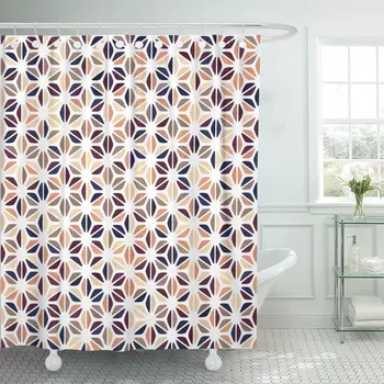 

Beige Brown Blush Plum Navy Blue Gradient Spot Bathroom Curtains Waterproof Polyester Fabric 60 x 72 inches Set with Hooks