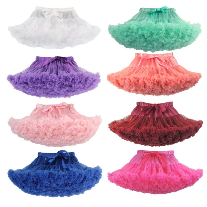 Girls Skirt Princess Fluffy Soft Tulle Ballet Birthday Party Skirt Solid Color Sweet and Lovely Female JS24