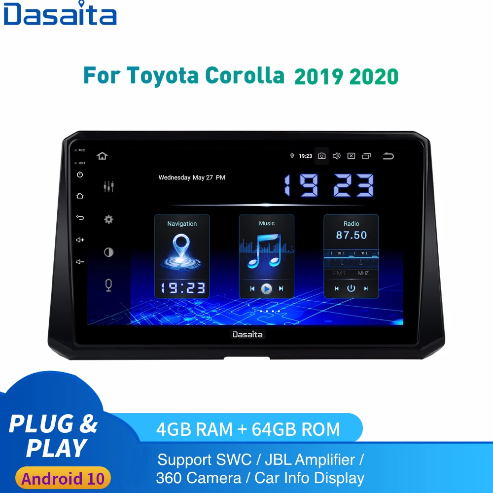 Dasaita Android 10 автомобильное радио GPS для Toyota corolla мультимедиа 2019 2020 стерео 2Din DSP HD IPS