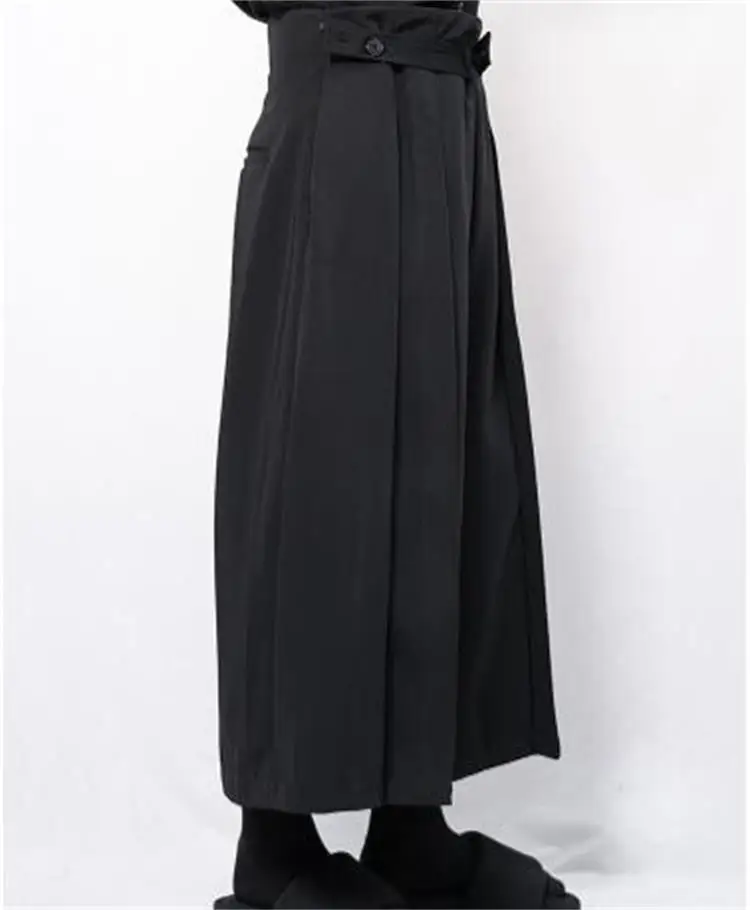 2021 men's casual pants wide leg pants skirt pants pleated pants super loose dark popular nine point pants sports pants