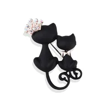 New Style Environmentally Friendly Zinc Alloy Accessories Black Cat Crown Brooch Cartoon Cat Brooch Accessories
