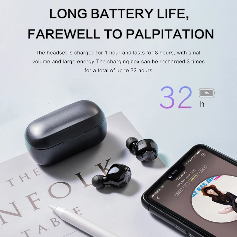 Wireless Headphones APTX Audio QCC3020 Chip Bluetooth Earphone TWS Earbuds HD Music Headset IPX5 Waterproof 8h Playtime With Mic