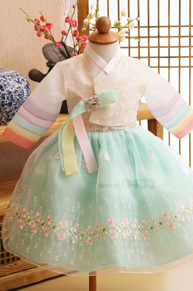 Cute Newly Flower Girl Dresses Wedding Party Dress Korea Traditional Hanbok for Children Tutu Hallowen Unisex Gift |