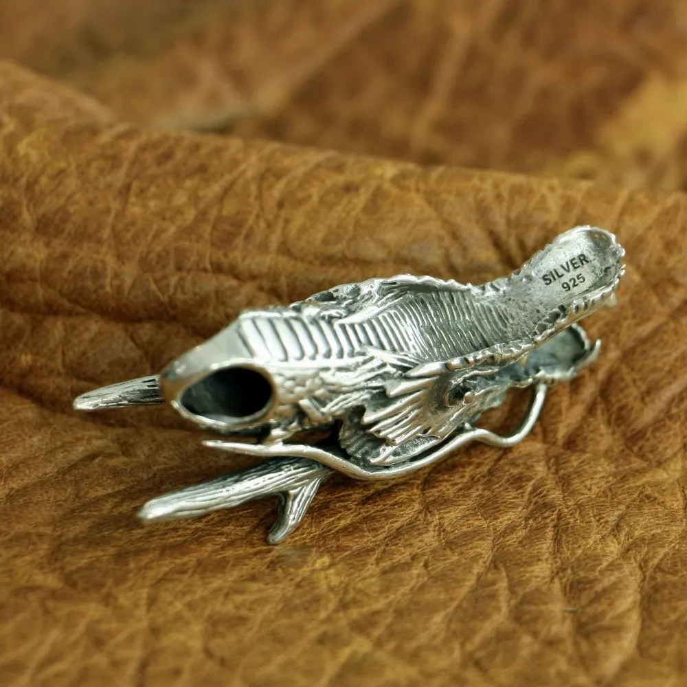 LINSION 925 стерлингового серебра с высокой деталью кулон с драконом мужской Байкер Панк-кулон 8J034