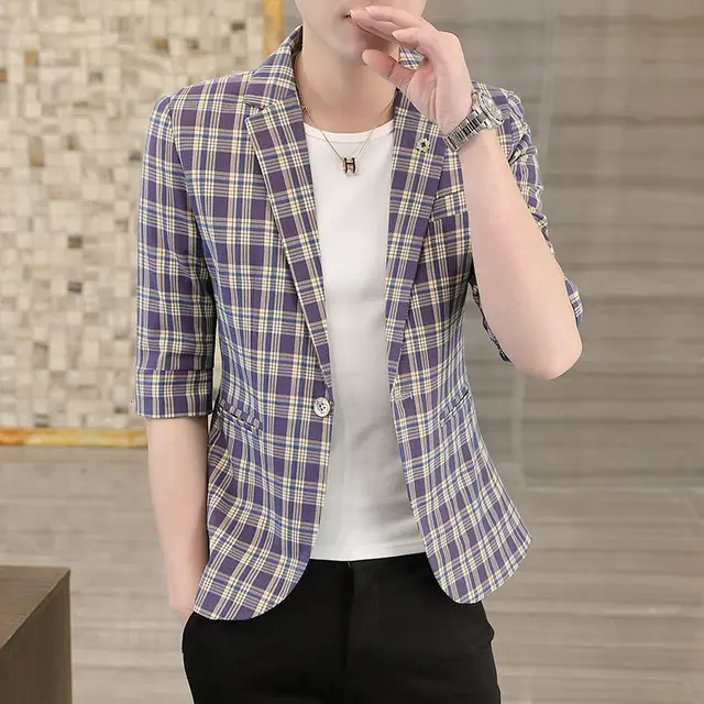 Blazer Suits Men's Linen Half Sleeve 