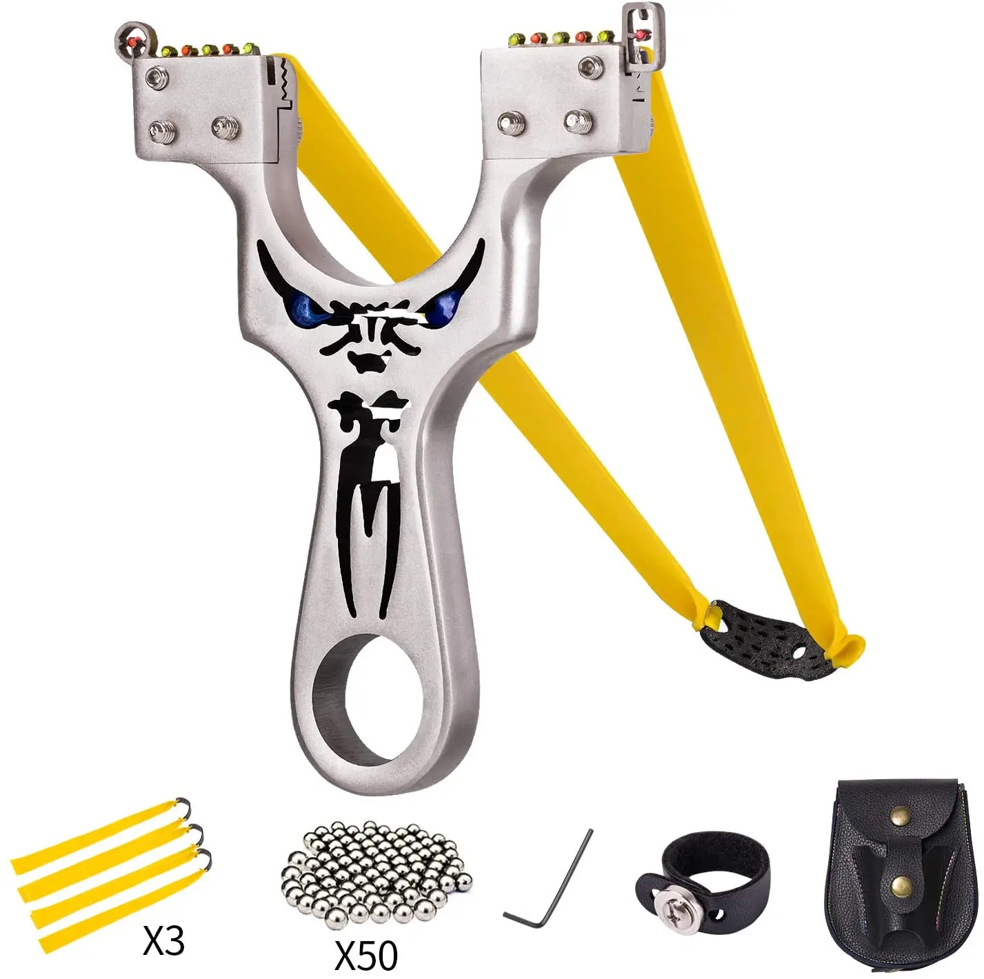 

Wrist Rocket Slingshot Metal Slingshot Professional Hunting Slingshot with Heavy Duty Launching Bands High Velocity Catapult