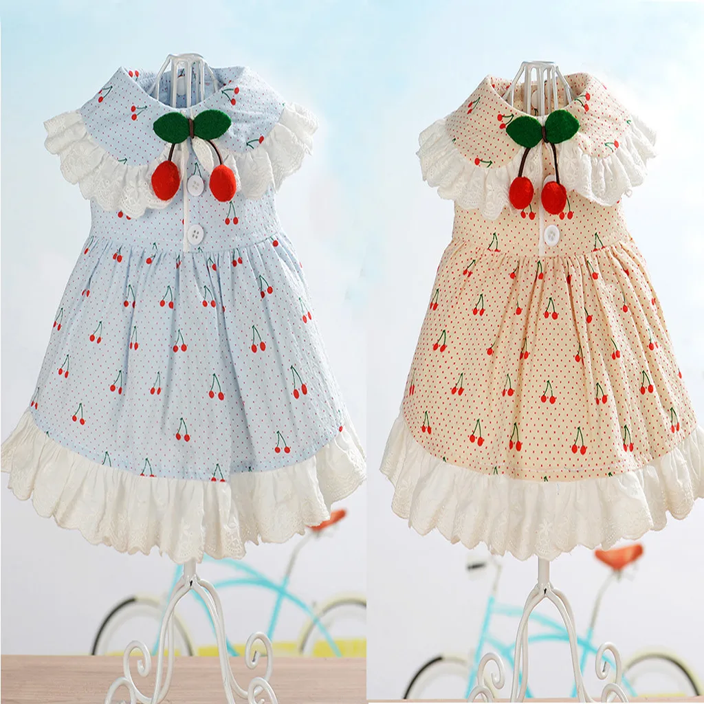 Одежда для собак домашних животных прекрасный вишен платья принцессы дышащая